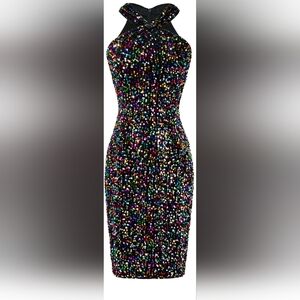 Plus Size Sequin Dress Sparkley Glittery Halter Dress
